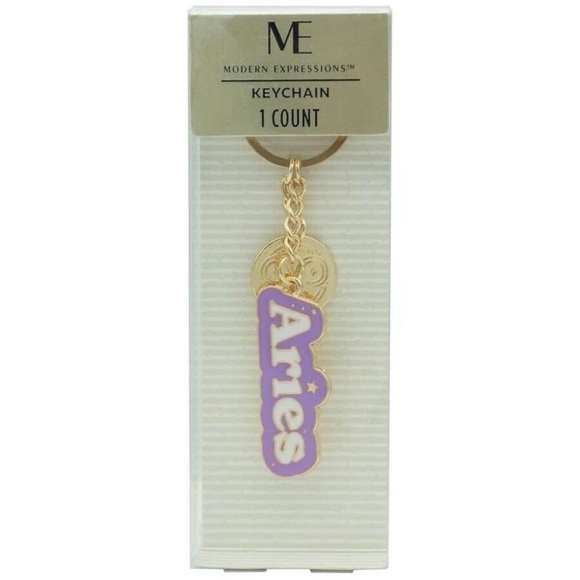 Modern Expressions Accessories - Aries Zodiac Keychain Purple and Gold